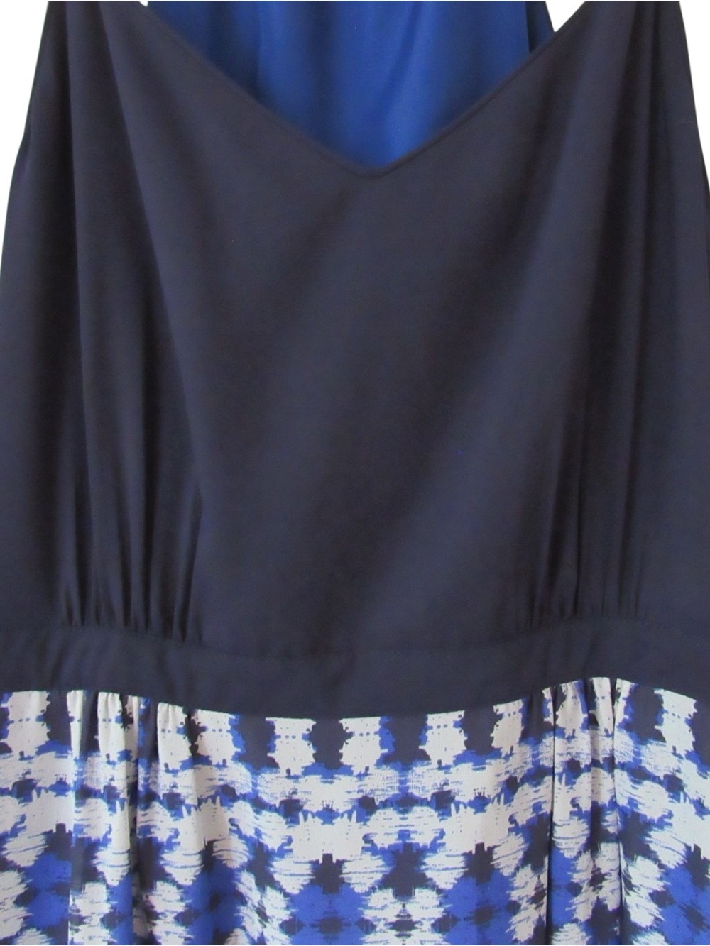 J Crew Factory Navy Blue White Maxi Dress 0 Tribal Print Sleeveless Halter Lined - Picture 5 of 12